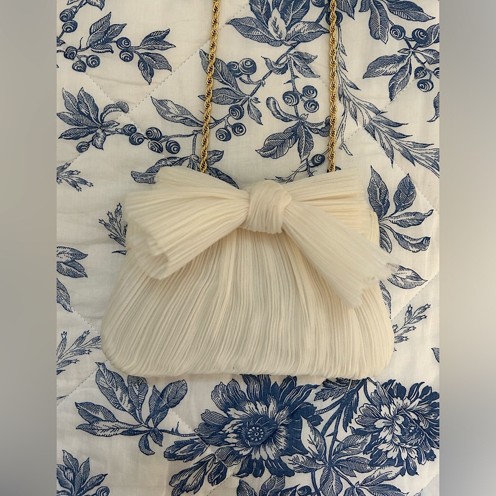 Loeffler Randall Rayne pleated mini bow clutch